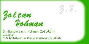 zoltan hohman business card